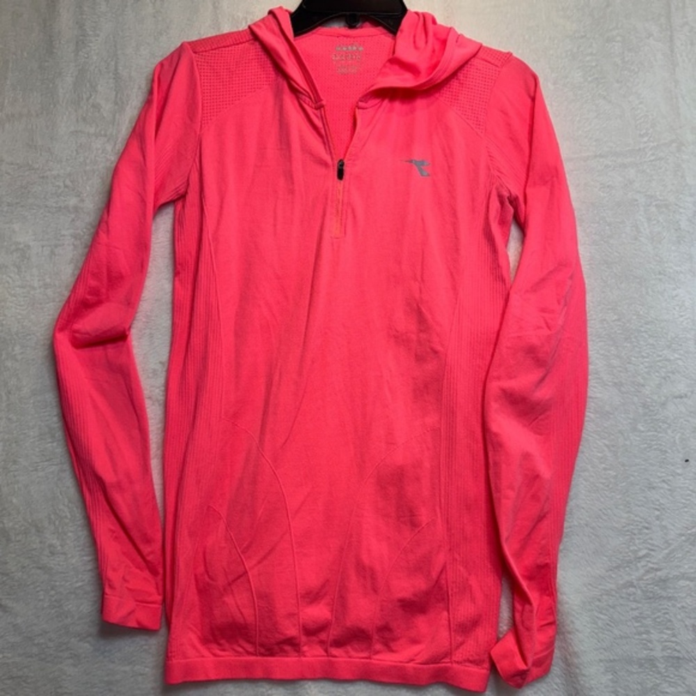 Diadora Hoodie Womens Size Small Coral Lightweight Slim Fit Activewear Running